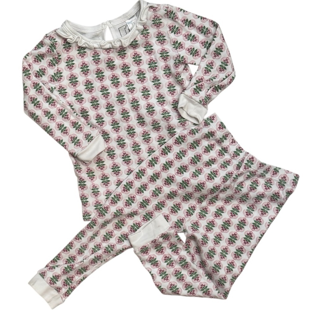 Lila & Hayes Block Print Pajama Girl’s Toddler Set Long Sleeve Cotton